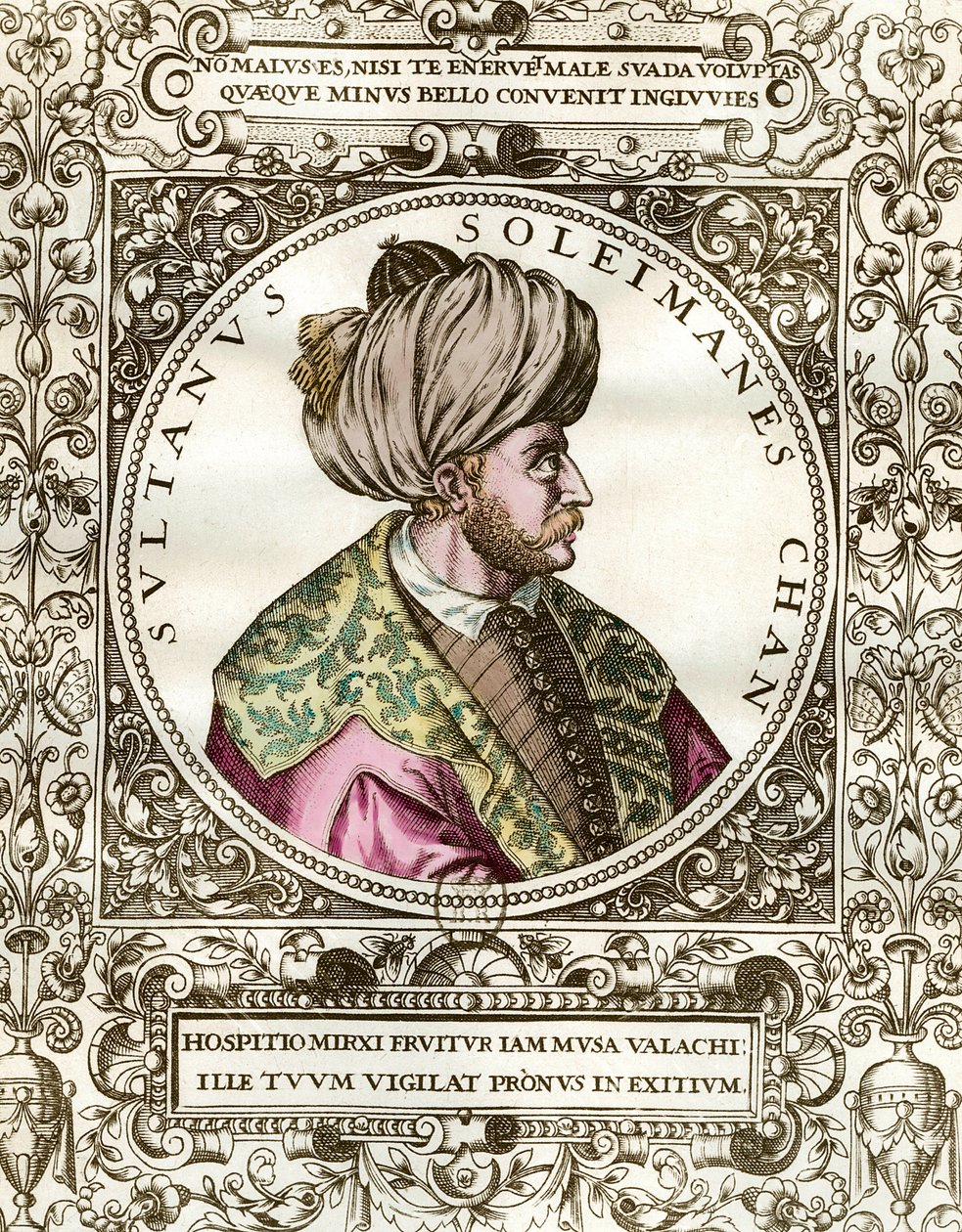 Pompás Soliman (1494-1566) oszmán szultán portréja. századi metszet. Magángyűjtemény. alkotó: Unknown artist