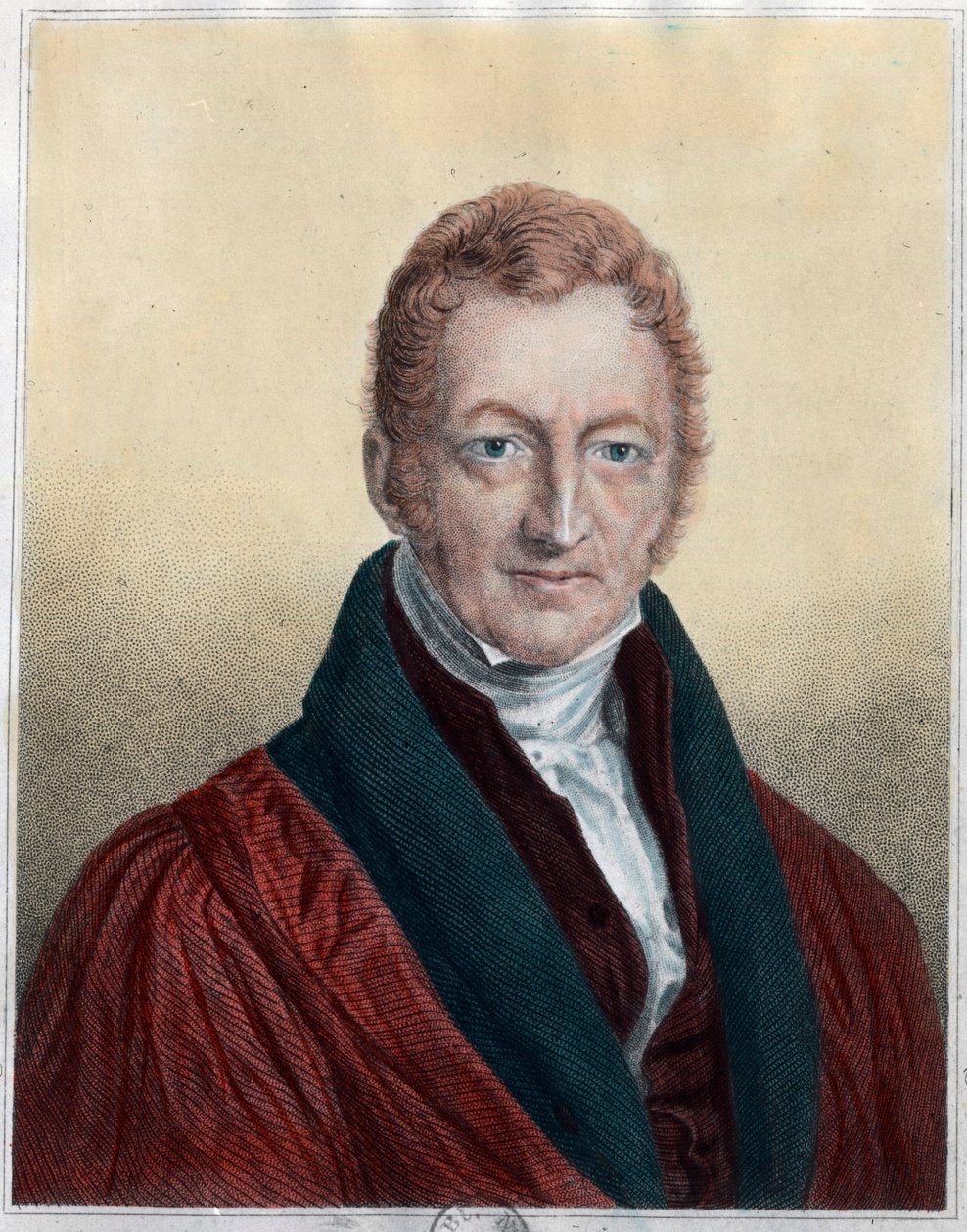 Thomas Malthus (1766-1834) angol közgazdász és lelkész portréja. századi metszet. Magángyűjtemény. alkotó: Unknown artist