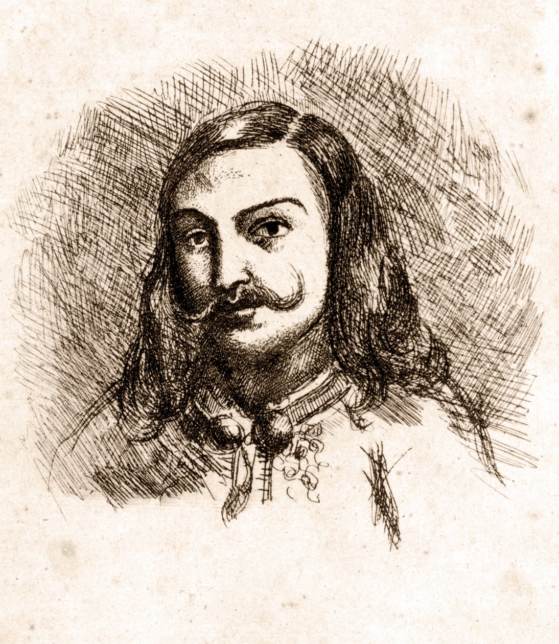 Théophile Gautier portréja. Rajz. 19. század. alkotó: Unknown artist