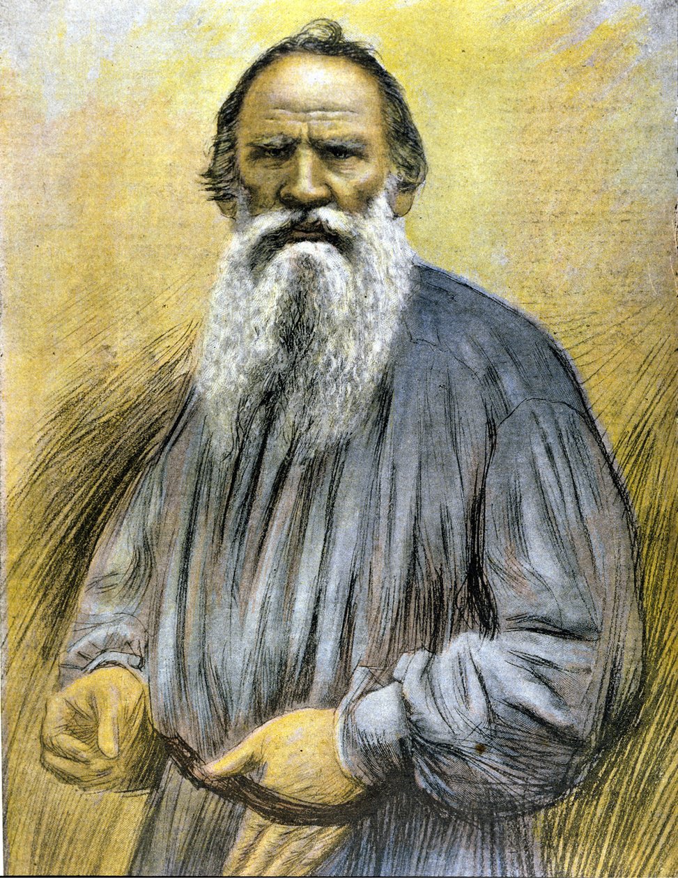 Tolsztoj portréja. 19. század végi metszet. alkotó: Unknown artist