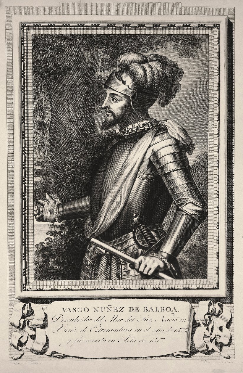 Vasco Nunez de Balboa portréja (metszet) alkotó: Unknown artist