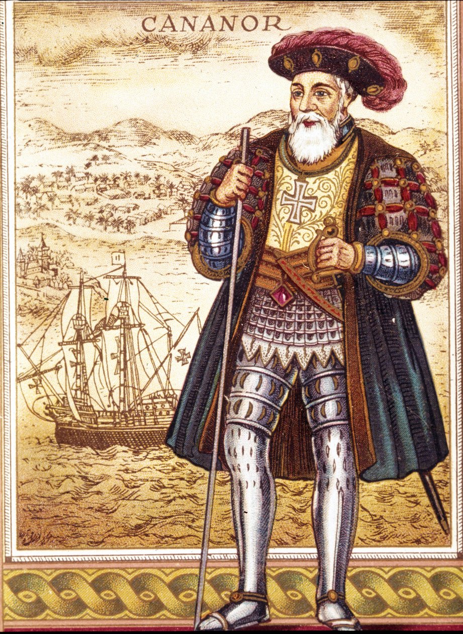 Vasco de Gama portréja. Kromolitográfia. alkotó: Unknown artist