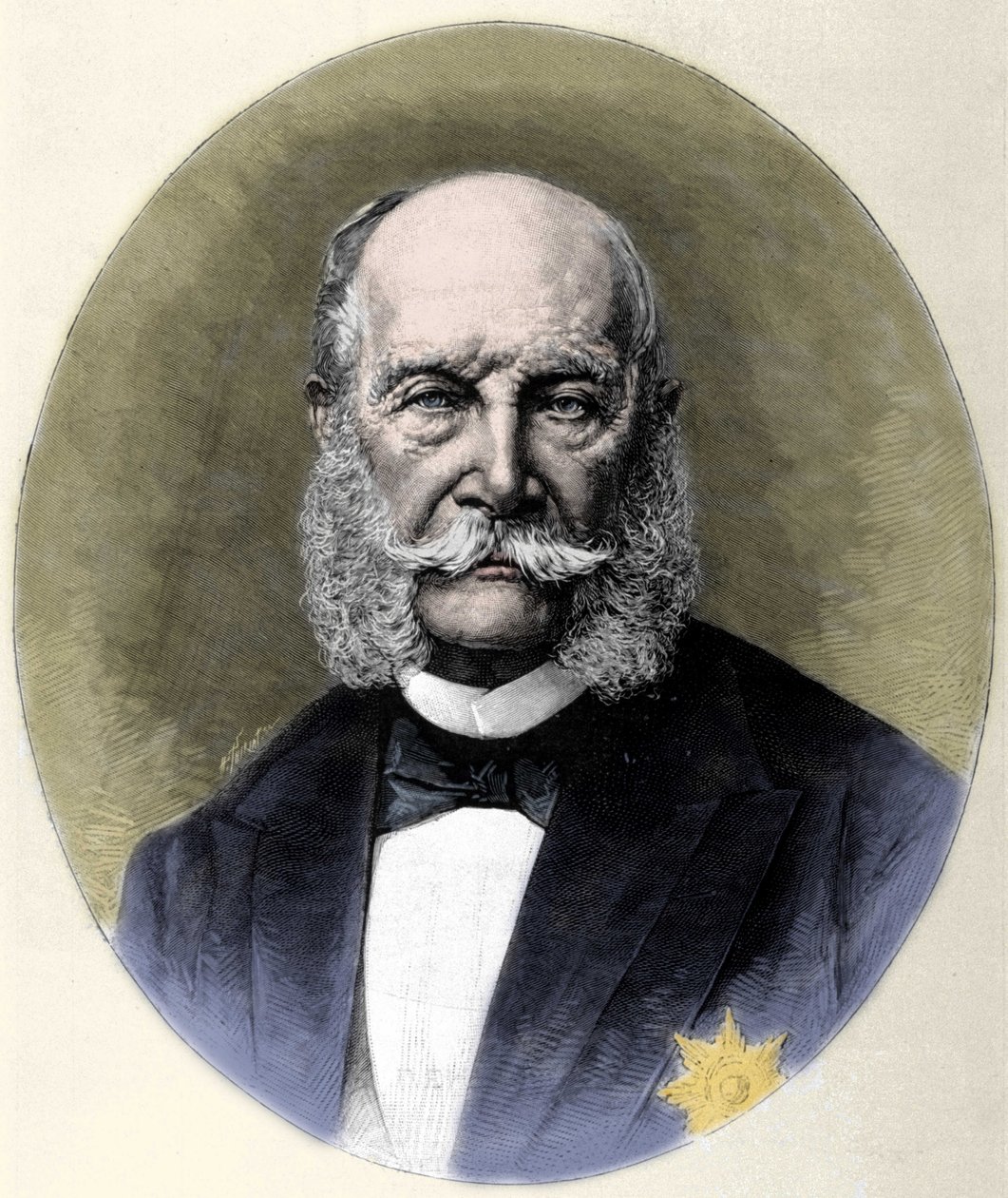 I. Vilmos (1797-1888), porosz király és német császár portréja. Metszet a 19. század végéről. alkotó: Unknown artist