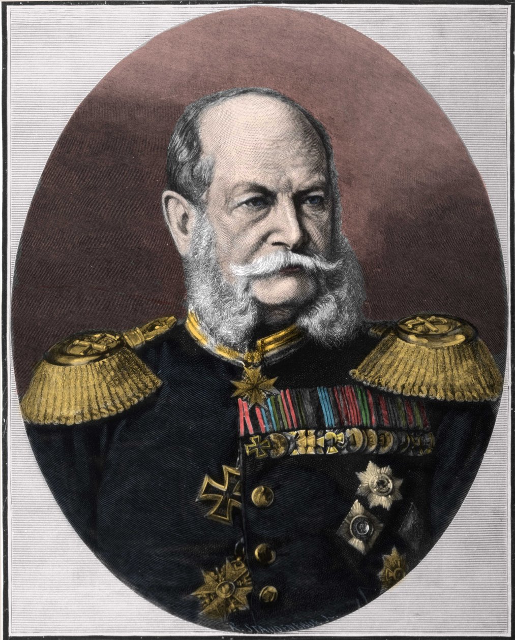 I. Vilmos (1797-1888), porosz király és német császár portréja. Metszet a 19. század végéről. alkotó: Unknown artist