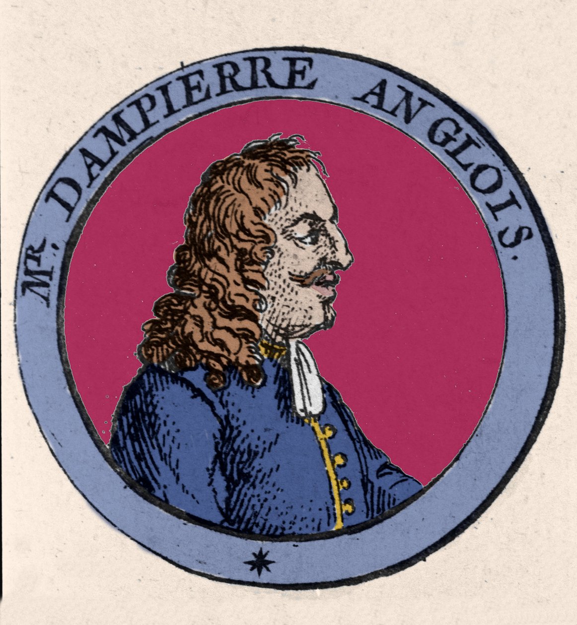 A brit Bucaneer, William Dampier navigátor és tudós (1652-1715) portréja. századi metszet alkotó: Unknown artist