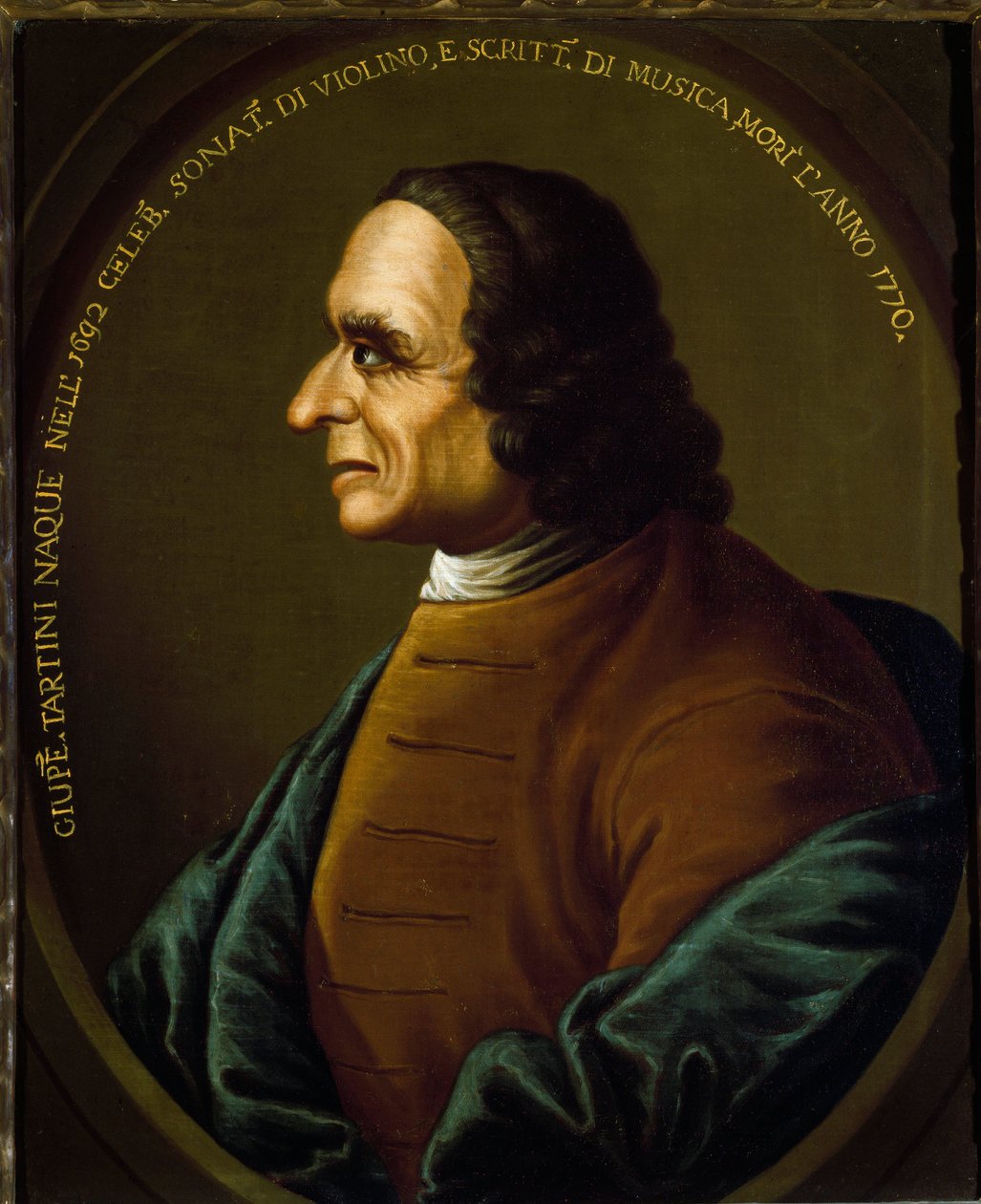 Giuseppe Tartini (1692-1770) olasz zeneszerző és hegedűművész portréja A XVIII. századi névtelen festmény. Bologna Civico Museo Bibliografico Musicale – Giuseppe Tartini (1692-1770) olasz zeneszerző és hegedűművész portréja. Névtelen festék alkotó: Unknown artist
