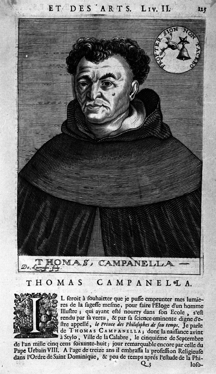 Tommaso Campanella (1568-1639) olasz filozófus portréja. 17. századi ismeretlen eredetű levél alkotó: Unknown artist