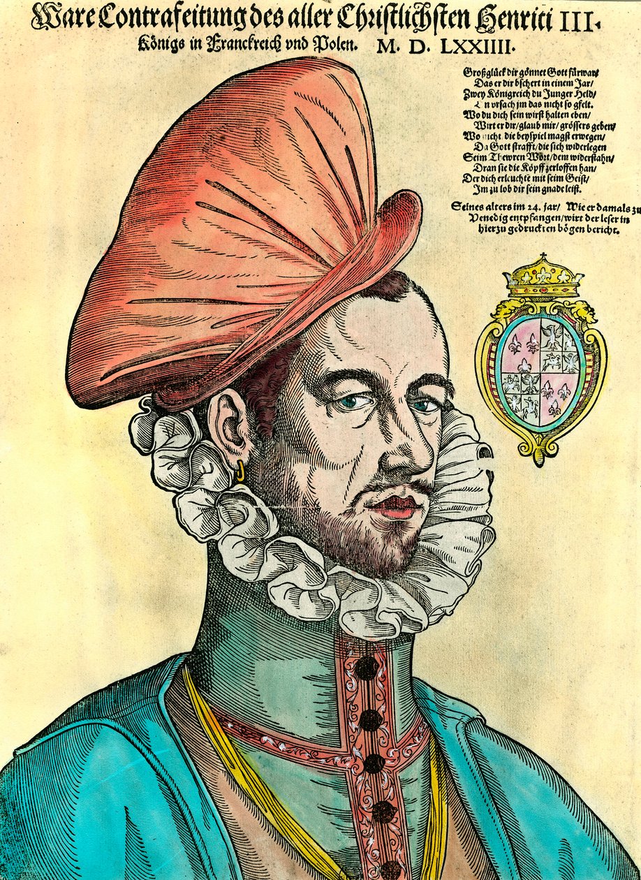 Henrik francia király (1551-1589) portréja. 16. századi metszet. alkotó: Unknown artist