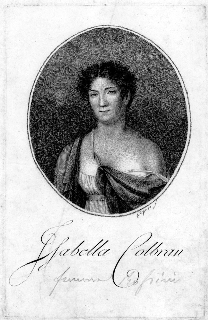 Isabelle Colbran (1785-1845) spanyol énekesnő portréja. Metszet a XIX. alkotó: Unknown artist