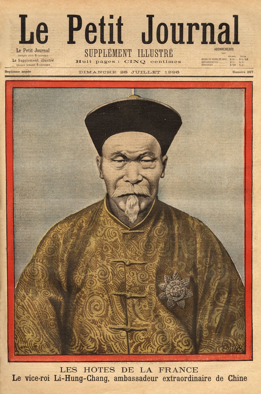 Petchili alelnökének, Li Hung Chungnak, Kína rendkívüli franciaországi nagykövetének portréja hivatalos látogatáson 1896-ban. Metszet a „Le petit Journal”-ban 1896.07.28. Selva gyűjteménye. alkotó: Unknown artist