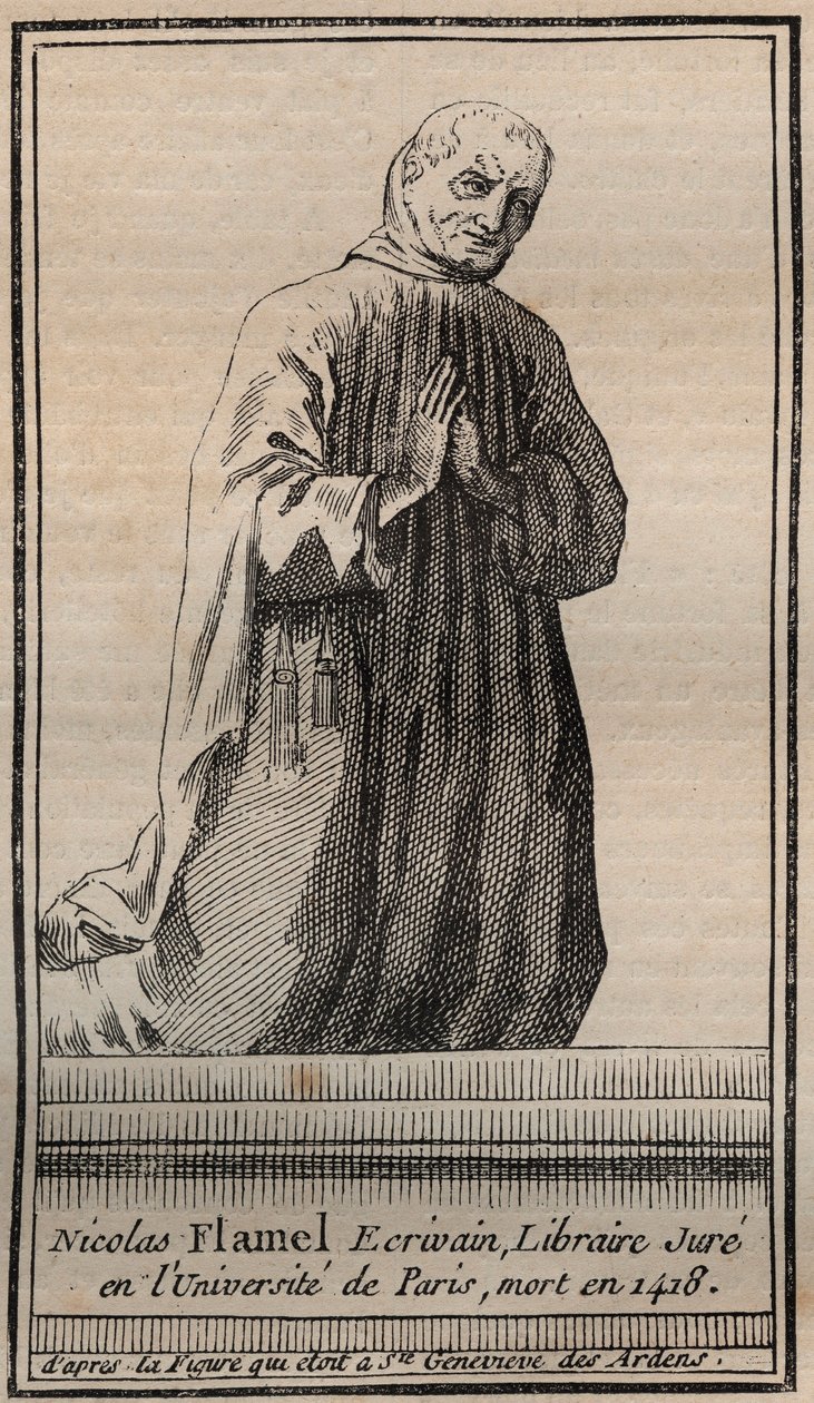 Nicolas Flamel francia alkimista (1330-1418) portréja - Metszet - Nicolas Flamel angol alkimista portréja - Metszet Magángyűjtemény alkotó: Unknown artist
