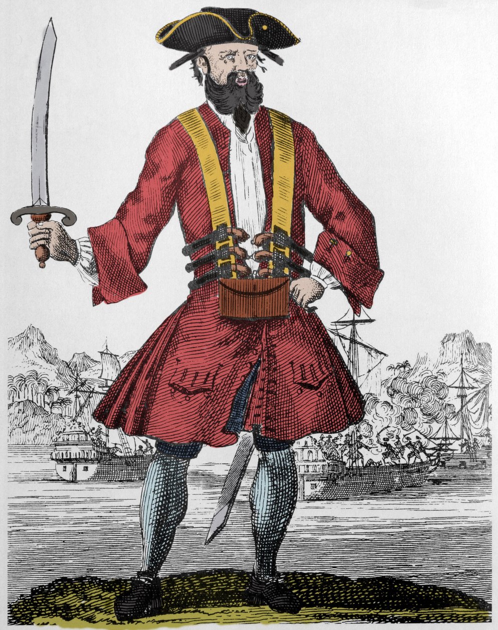 Edward Teach dit Barbenoire kalóz portréja (Feketeszakáll vagy Feketeszakáll alkotó: Unknown artist