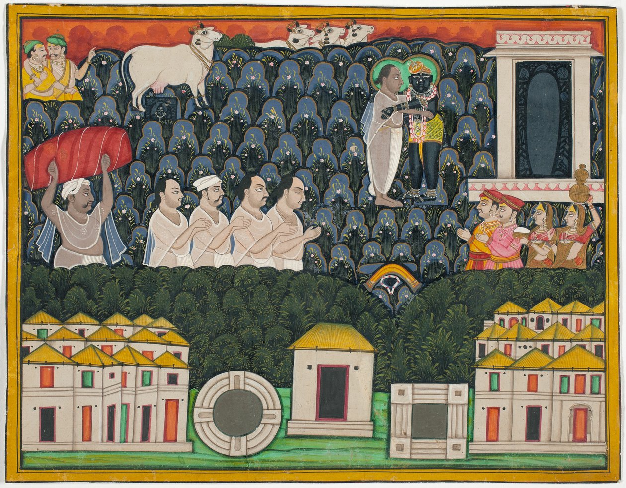 Pratham Milan, Shrinathji megmutatja magát Vallabhacharyának a Govardhan hegyen alkotó: Unknown artist