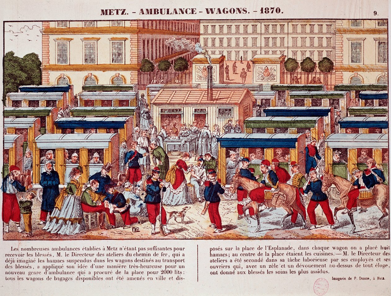 Porosz háború: Mentőkocsiként használt vasúti kocsik, Metz, Franciaország alkotó: Unknown artist