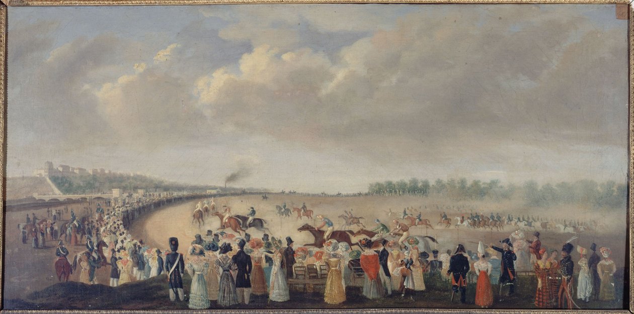 Versenyek a Champ-de-Mars-on, a mai 8. kerületben, 1830 körül, 1801 és 1900 között (olaj, vászon) alkotó: Unknown artist