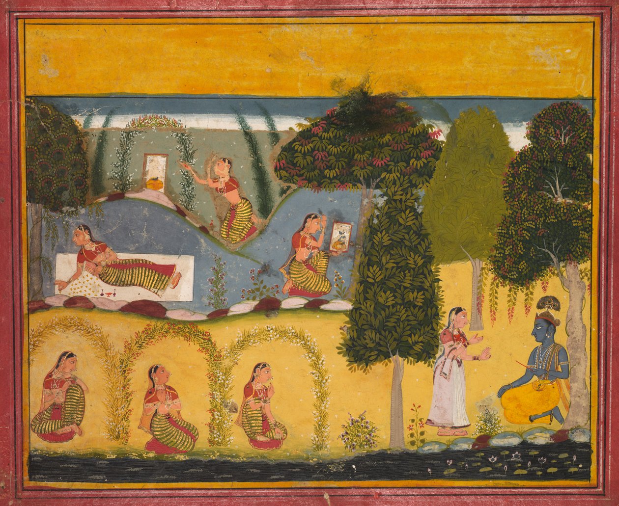 Radha, aki megbékélésre vár Krisnával, a dzsajádévai Gita Govindától alkotó: Unknown artist