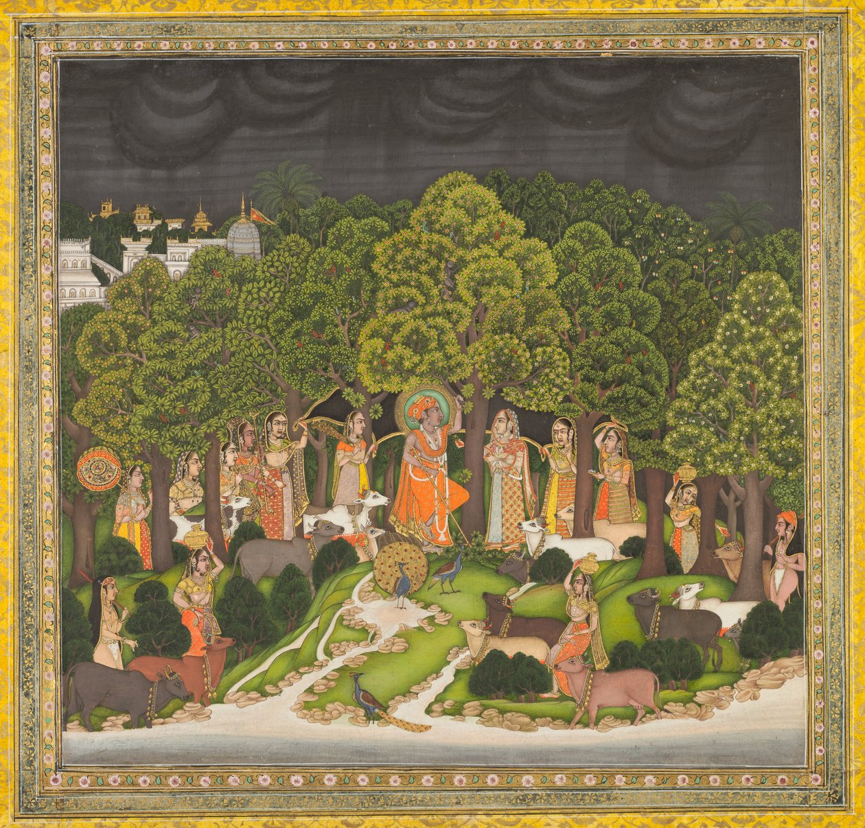 Radha és Krisna az erdőben találkoznak vihar közben alkotó: Unknown artist