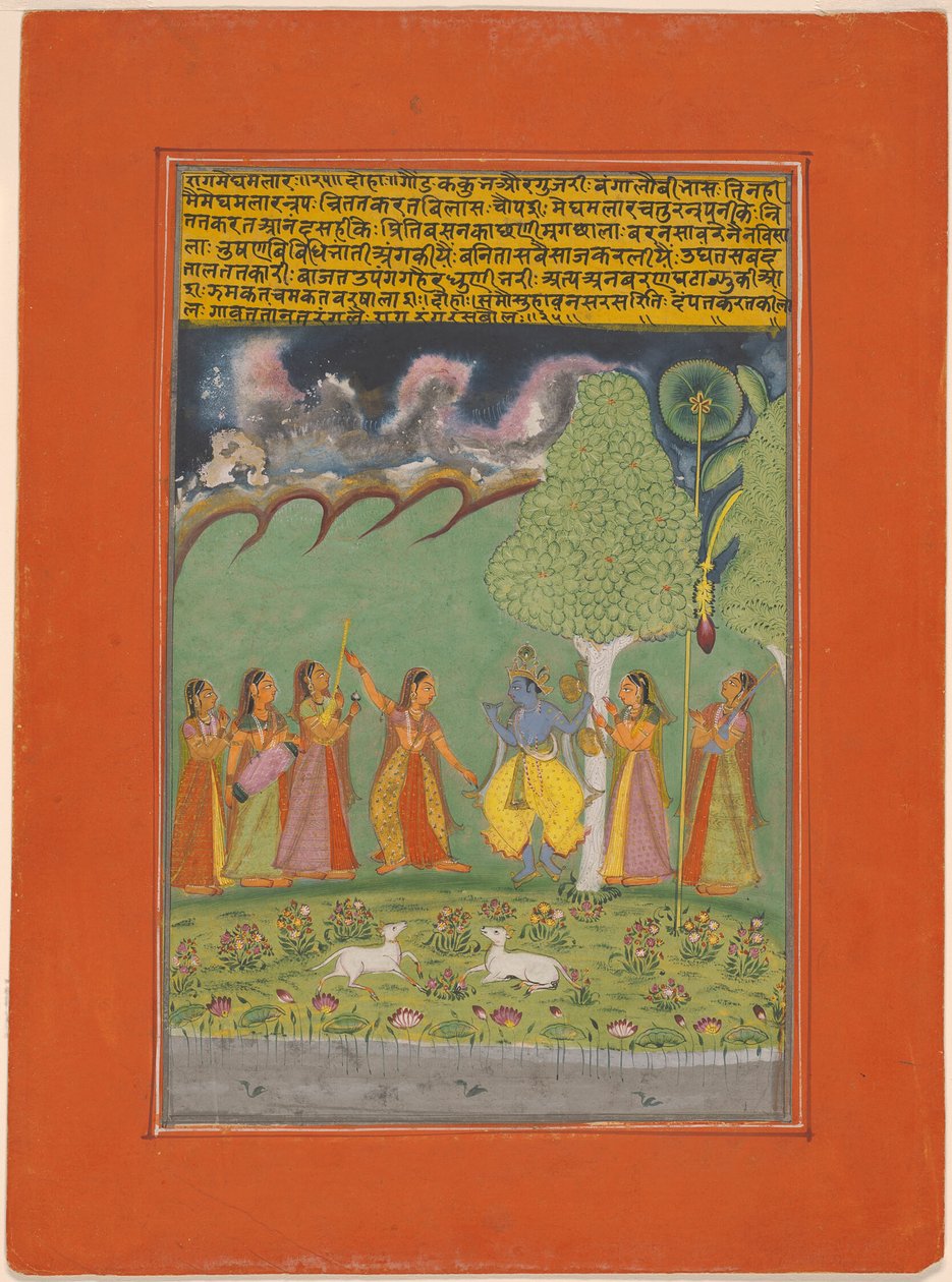 Rag Megh Malar, oldal a Musical Ragas (Ragamala) Set füzéréből alkotó: Unknown artist