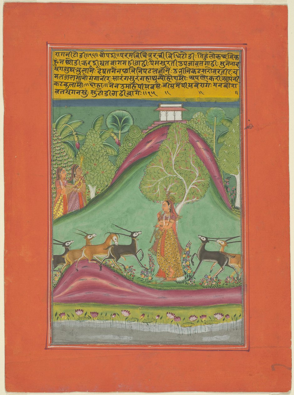 Ragini Todi, oldal egy dzsaipuri Ragamala készletből alkotó: Unknown artist