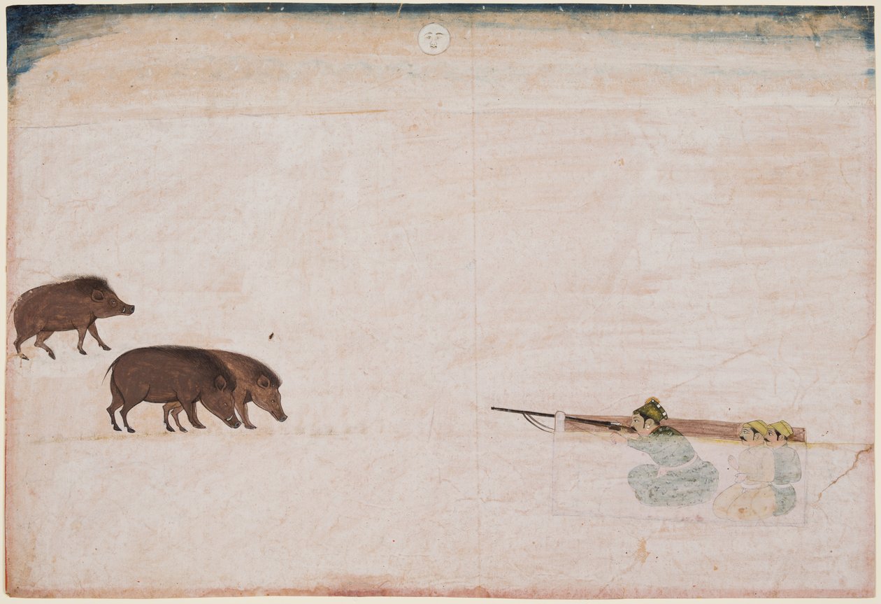Raja Ram Chand of Amber (ur. 1667–1688) Vaddisznóra vadászik alkotó: Unknown artist