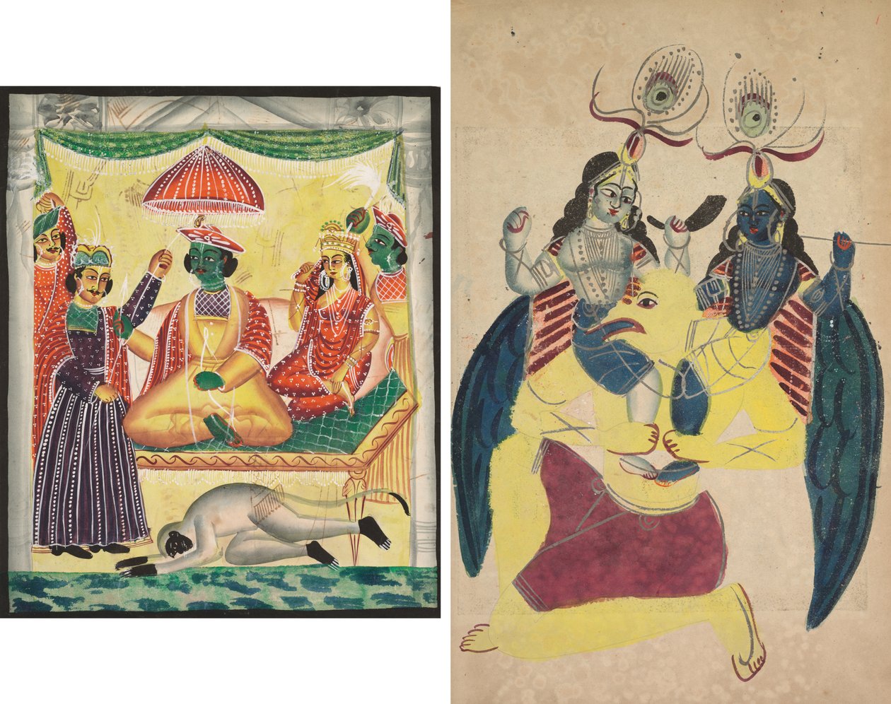 Ráma és Sita (recto); Balarámát és Krisnát hordozó Garuda (verso) alkotó: Unknown artist
