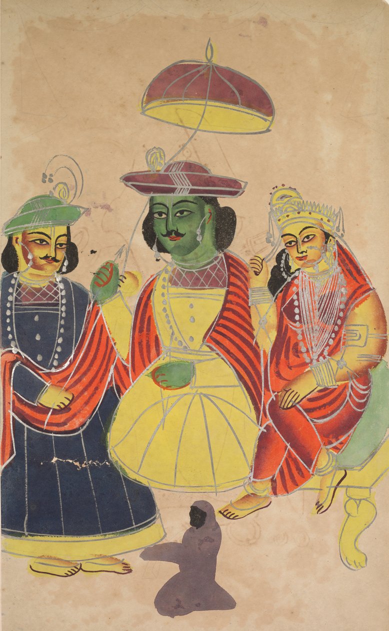 Rama és Sita trónol Lakshmana és Hanuman részvételével alkotó: Unknown artist