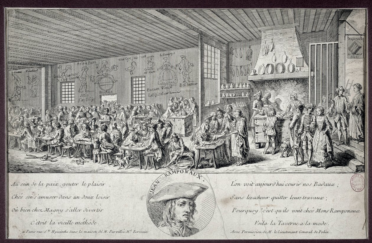 Ramponaux taverna Ezt a népszerű kabarét Jean Ramponaux (Ramponneau vagy Ramponeau) alapította alkotó: Unknown artist