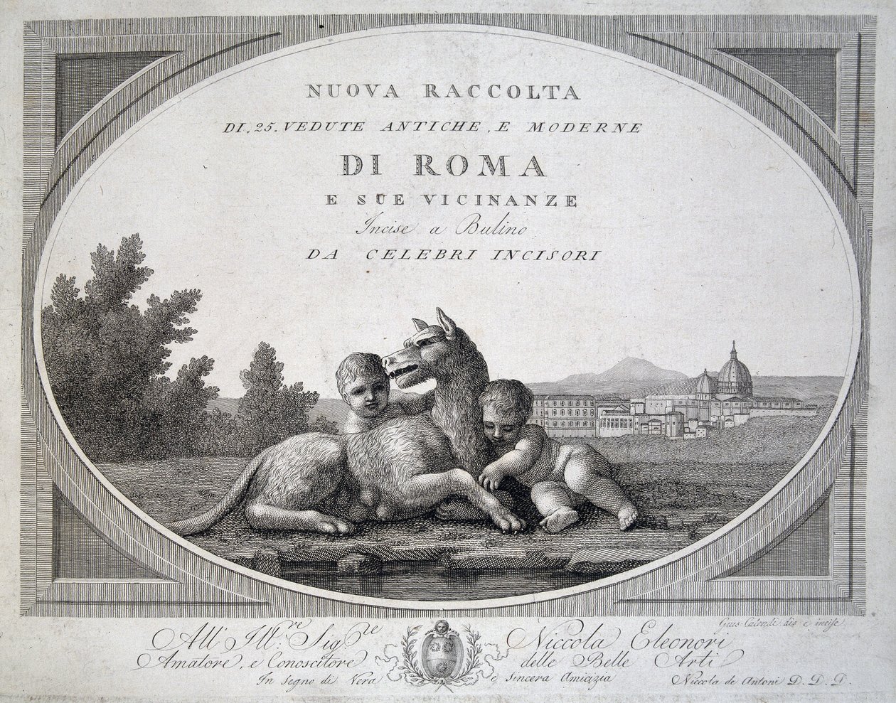 Remus és Romulus (romolo remo lupa) és a farkas – a „Róma nézeteinek gyűjteményében” alkotó: Unknown artist