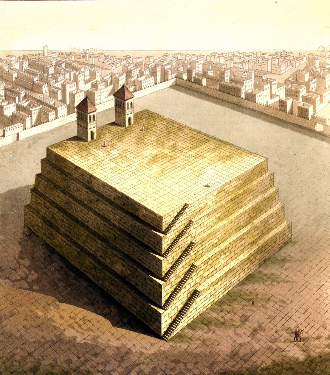 Tenochtitlan, az egykori azték főváros ábrázolása, amelyet Hernan (vagy Hernando) Cortes vagy Fernand Cortez (1485-1547) lőtt le 1521-ben. Rajz. 18. század. alkotó: Unknown artist