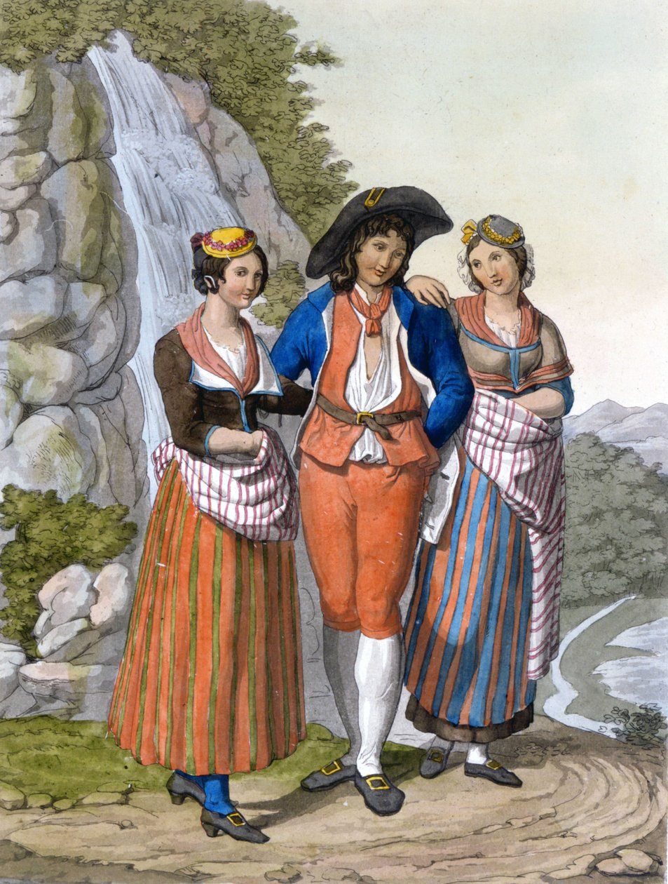 Vaudois ábrázolása ruháikkal. 1820 kb. alkotó: Unknown artist