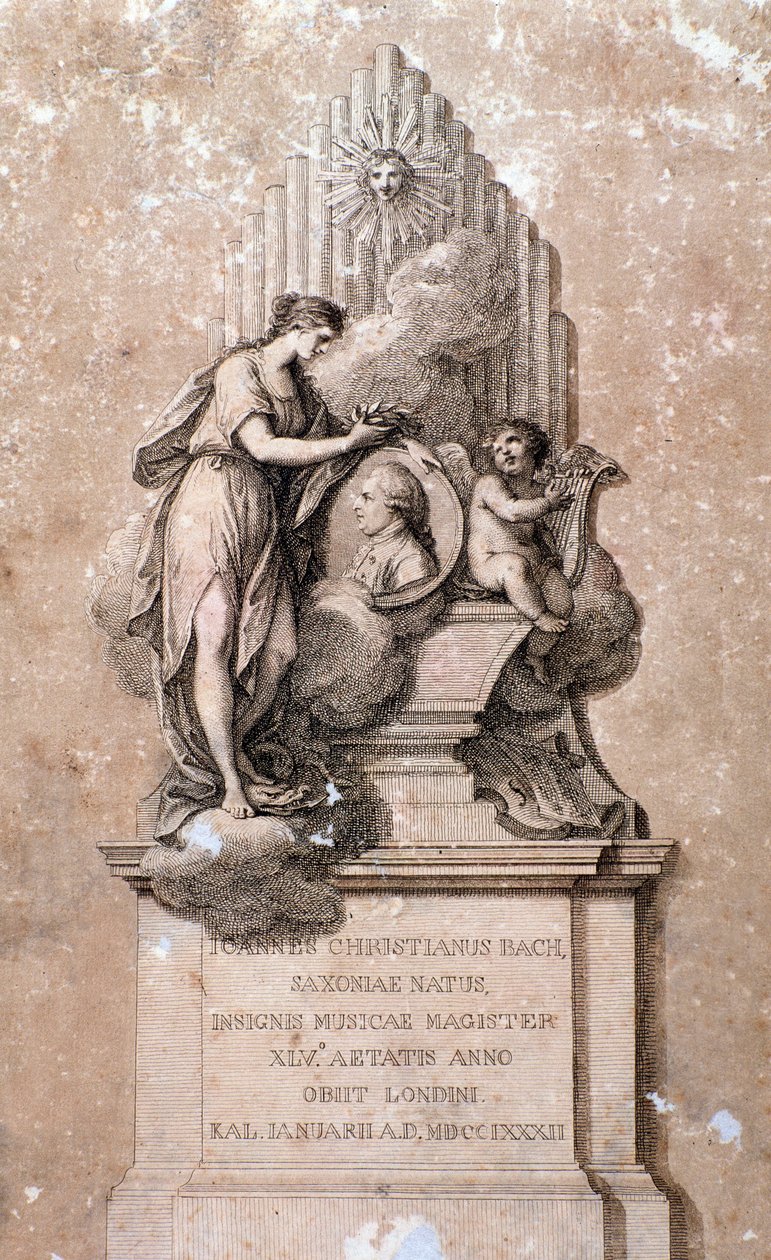 Johann Christian Bach német zeneszerző ábrázolása (metszet. XVIII. század) alkotó: Unknown artist