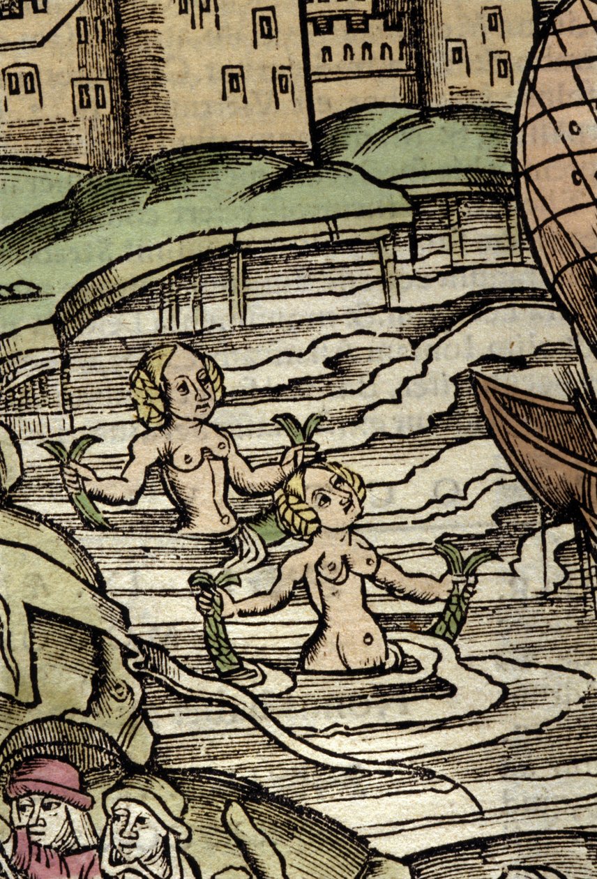 Szirénák ábrázolása. 16. századi metszet alkotó: Unknown artist