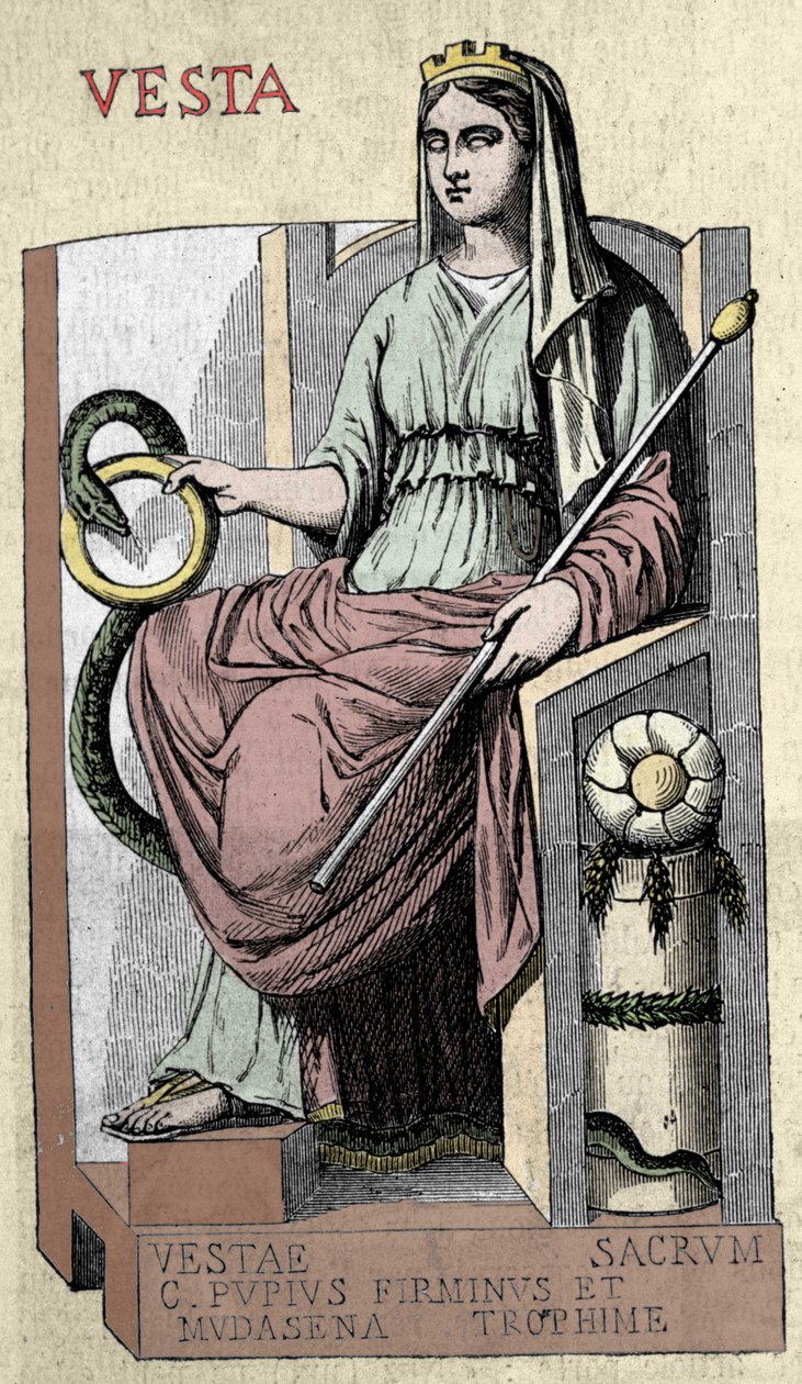Vesta római istennő ábrázolása, a Penates istensége (Hesztiához asszimilálva), az előcsarnok, a vidék és a kenyér istennője. alkotó: Unknown artist
