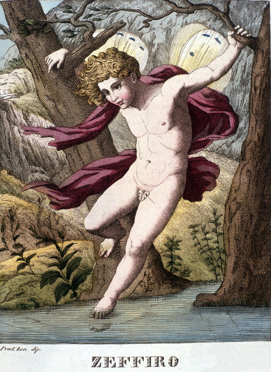 A szélisten Zephir (zefir) ábrázolása. A „Mitológiai szótár” 1888-as tányérja alkotó: Unknown artist