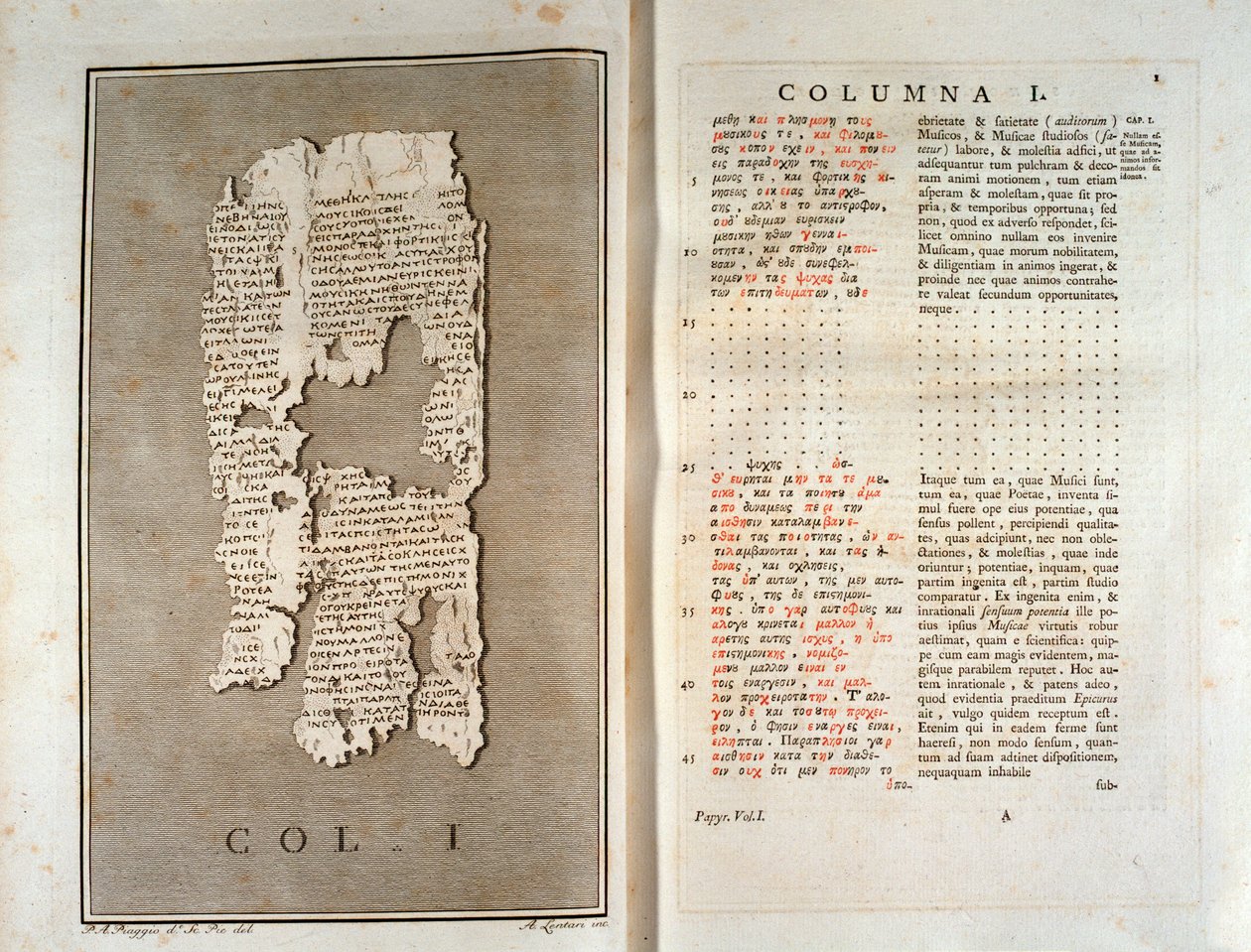 A Gadarai Philodema Herculanum papiruszának reprodukciója (1793) alkotó: Unknown artist