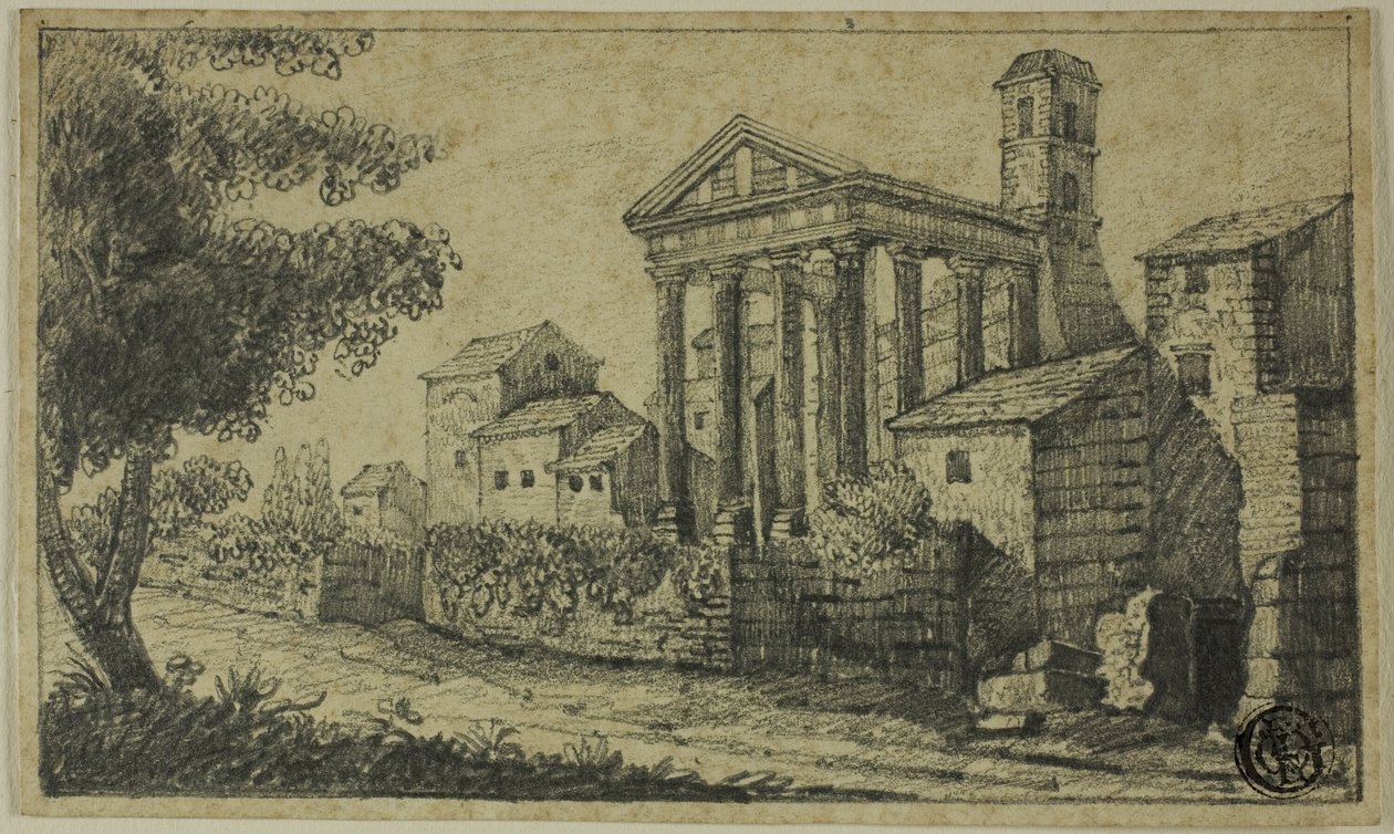 Folyói táj római templommal alkotó: Unknown artist