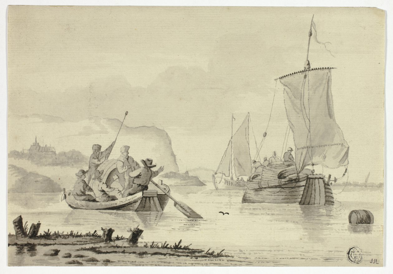 Folyói jelenet csónakokkal alkotó: Unknown artist