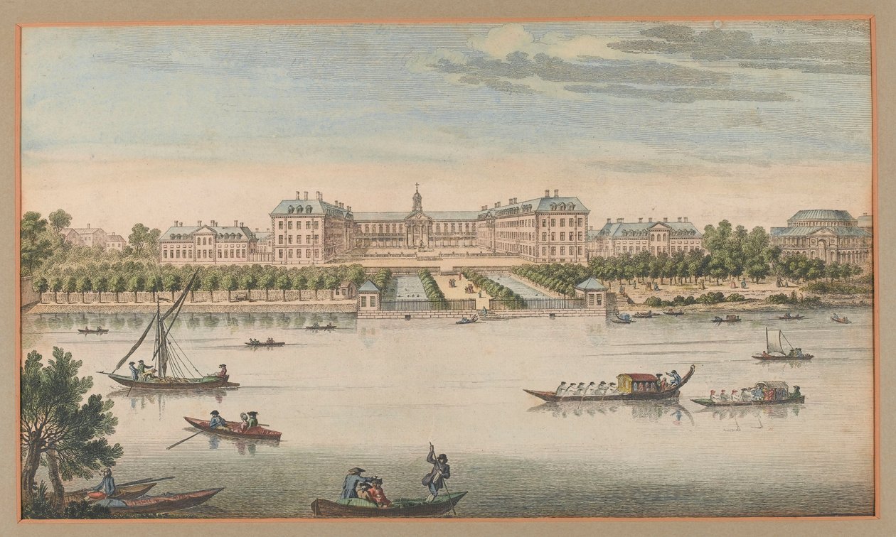 Royal Hospital Chelsea, Kilátás a folyóról, 1750 körül alkotó: Unknown