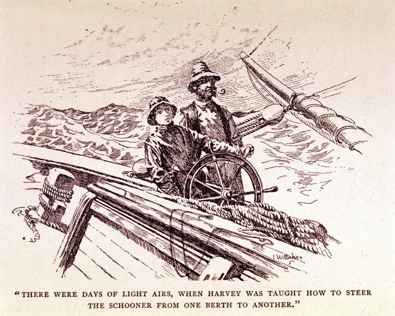 Rudyard Kipling: „Captains courageous”, New York 1899 (metszet) alkotó: Unknown artist
