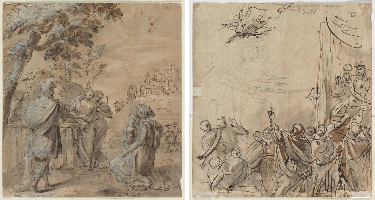 Ruth és Boáz (recto) Simon Mágus bukása (verso) alkotó: Unknown artist