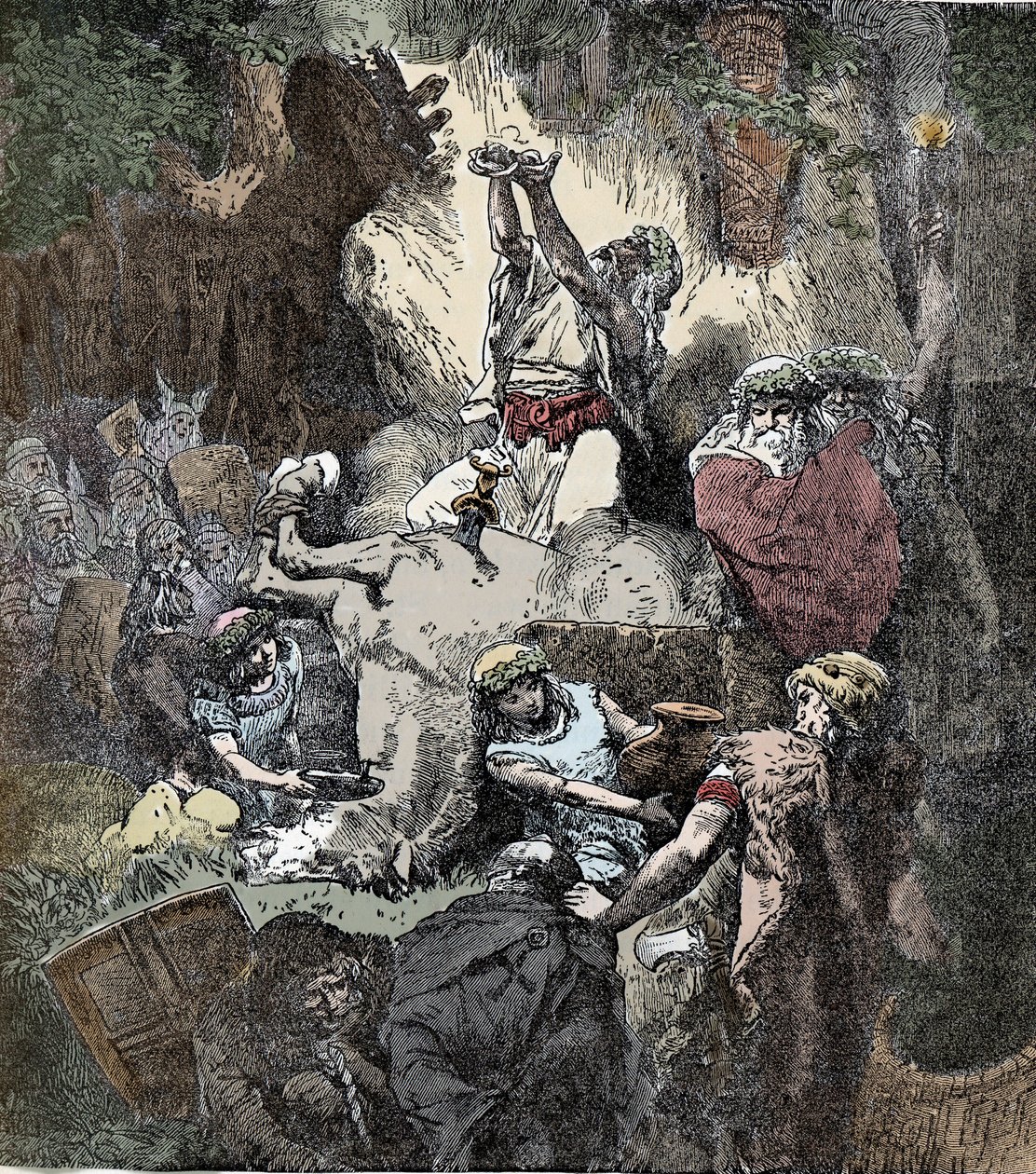 Áldozat a pogány istenségeknek – kelta civilizáció: ló feláldozása a termékenység isteneinek alkotó: Unknown artist
