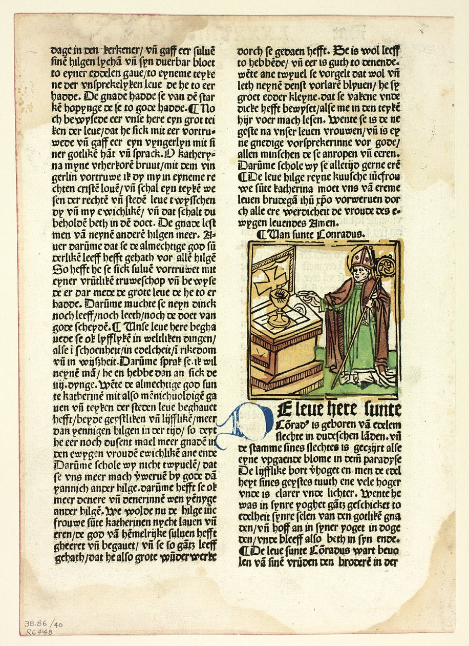 Szent Konrád a Der Heiligen Leben, Winterteil (A szentek élete, téli rész), 40. tábla a 15. századi könyvek fametszeteiből. alkotó: Unknown artist