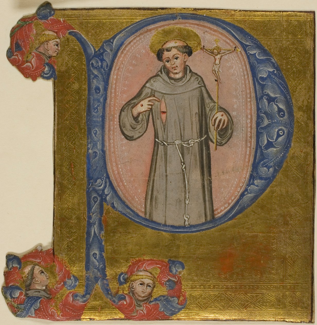 Szent Ferenc egy történeti "P" kezdetű "P" betűvel alkotó: Unknown artist