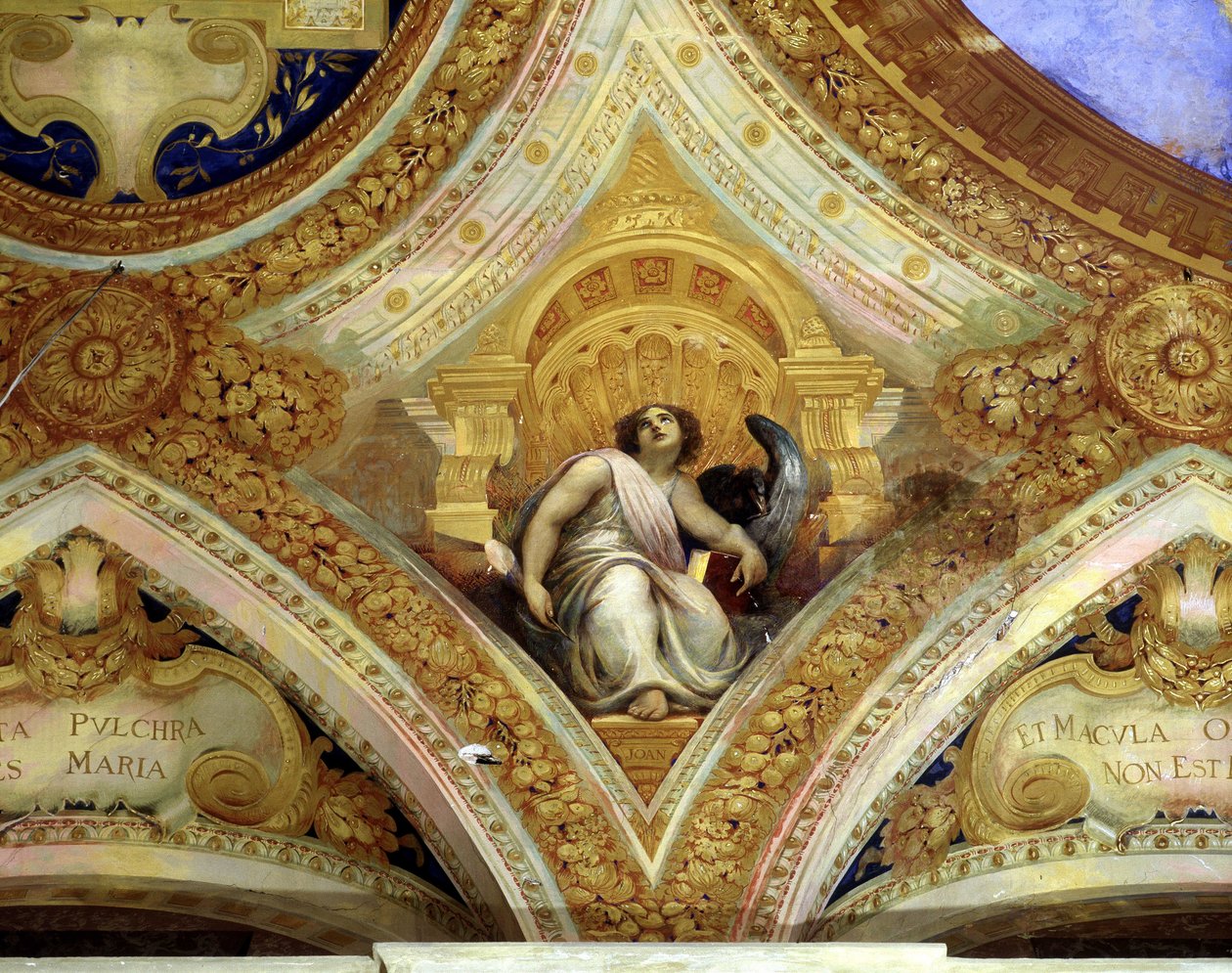 Szent János evangélista és az őt jelképező sas. A makulátlan dizájnú kápolna mennyezete, Menton. alkotó: Unknown artist