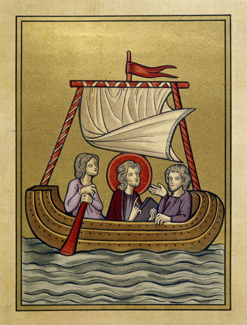 Szent Pál, Szent Szilván (vagy Silas) és Szent Timóteus egy hajón - miniatűrből alkotó: Unknown artist