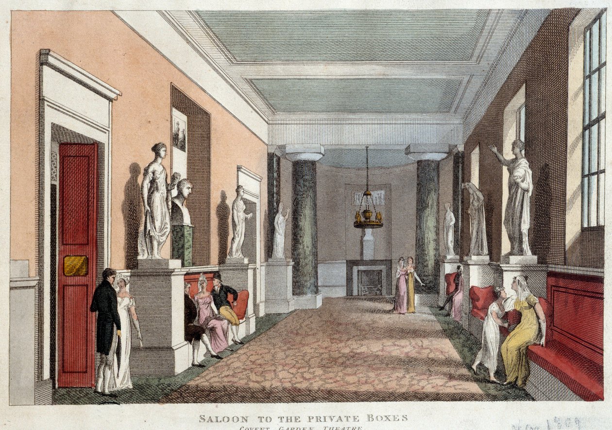 A Covent Garden színház magánházaihoz vezető szalon. Metszet 1809-ből. Párizs, Dekoratív művészet alkotó: Unknown artist