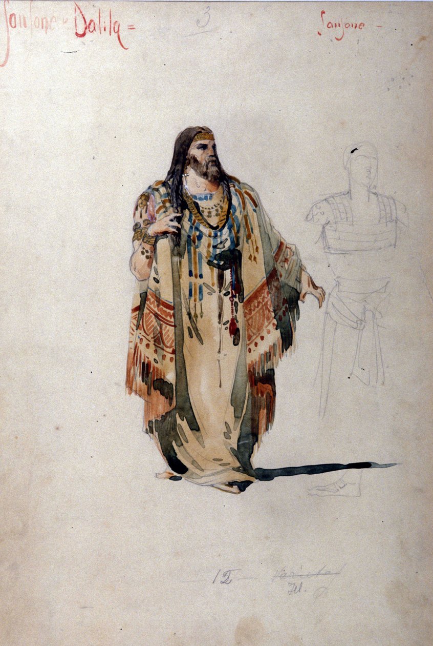 Sámson-jelmez Camille Saint Saens (Saint-Saens) „”Sámson és Dalila”” című operájához. 1877 alkotó: Unknown artist