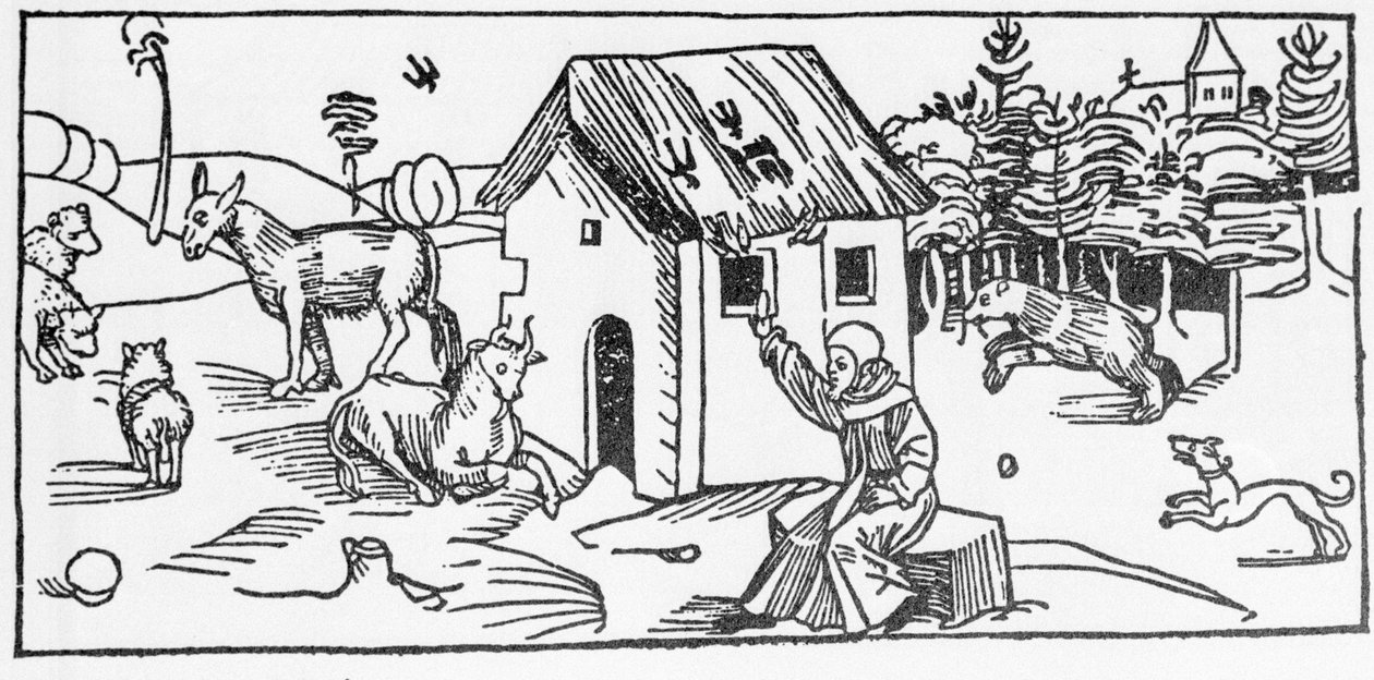 San Marinus. A Voragine-i Jacobus (James) (1228-1298) metszete a „Szentek élete – nyári rész” című könyvéből (A szent könyve). Lübeck 1488. alkotó: Unknown artist