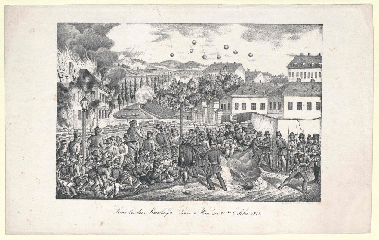 Jelenet a Bécsbe vezető Mariahilf-vonalon alkotó: Unknown artist