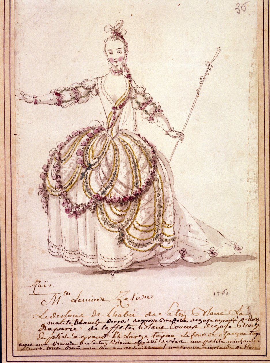 Szcenográfia: jelmezrajz Jean Philippe (Jean-Philippe) Rameau (1683-1764) pásztori „Zais” című művéhez 1761. Akvarell. alkotó: Unknown artist